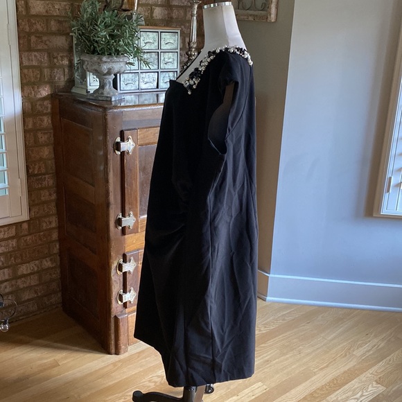 CHANGES BY TOGETHER UK BLACK EMBELLISHED NECK DRESS EVEING FORMAL SLIMMING 26 - Picture 7 of 14
